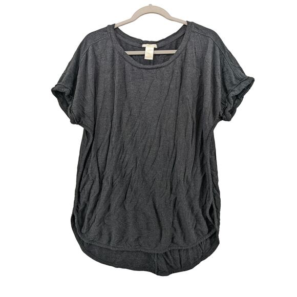 French Terry Top‎ Scoop Neck Matty M Dark Gray XL Cuffed Short Sleeves Everyday - Picture 7 of 9